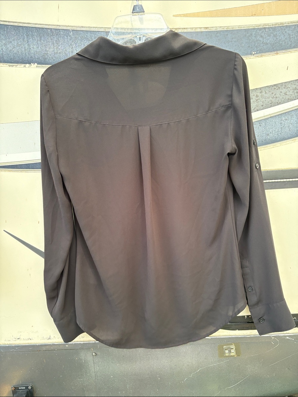 Express Black Button-Front Collared Blouse - Picture 4 of 7
